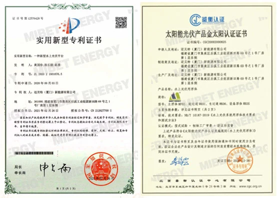 Mibet-Produktpatentzertifikat